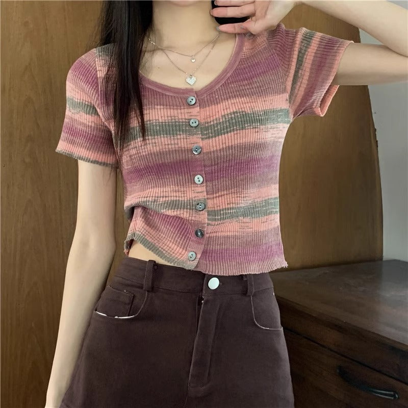 グラデーションボーダーサマーニット