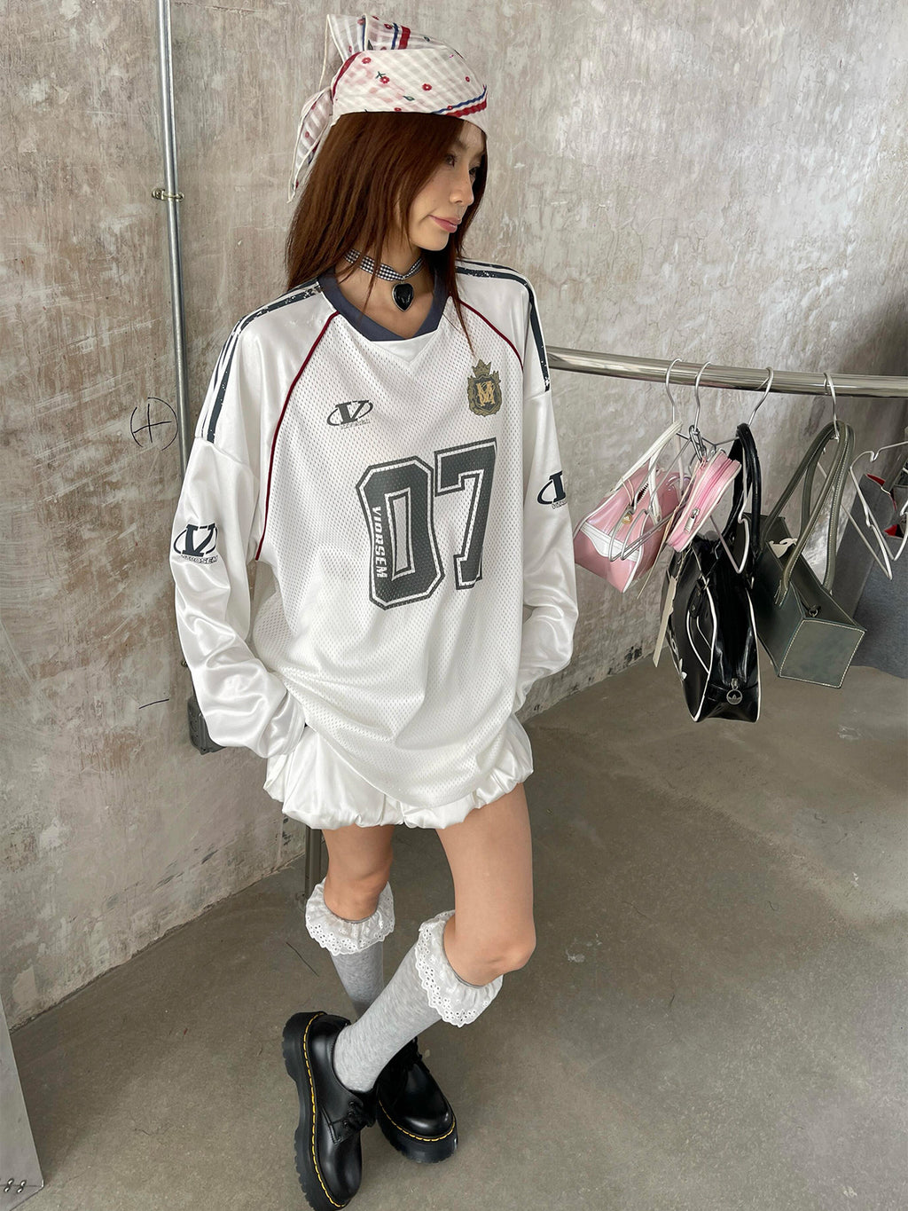 ビッグシルエットナンバーメッシュロングTシャツ KDS351