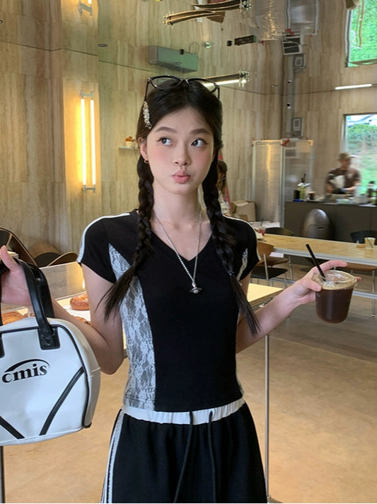 レースクロップドTシャツ