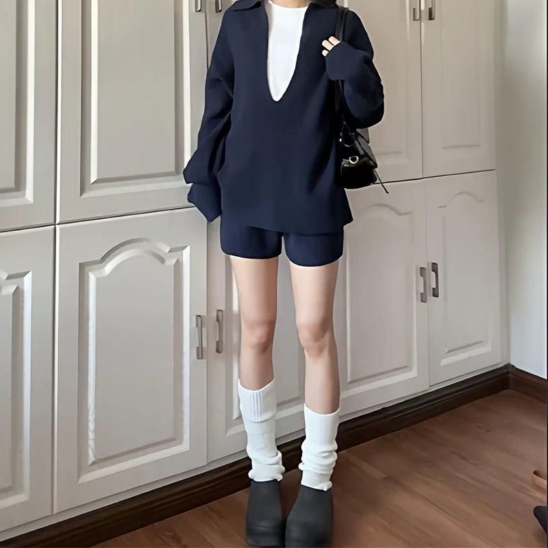 ミニマルリブ ニットショートパンツ