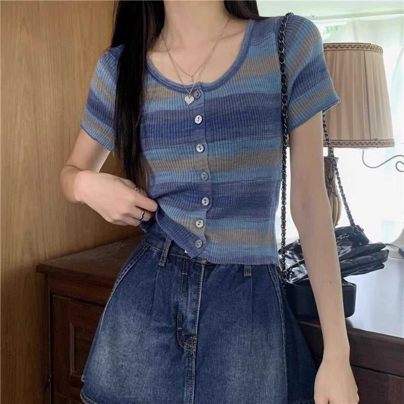 グラデーションボーダーサマーニット