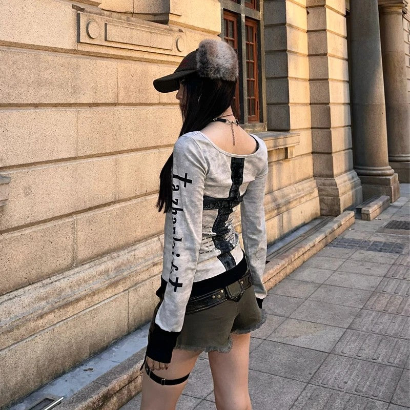 ダーククロスロングTシャツ
