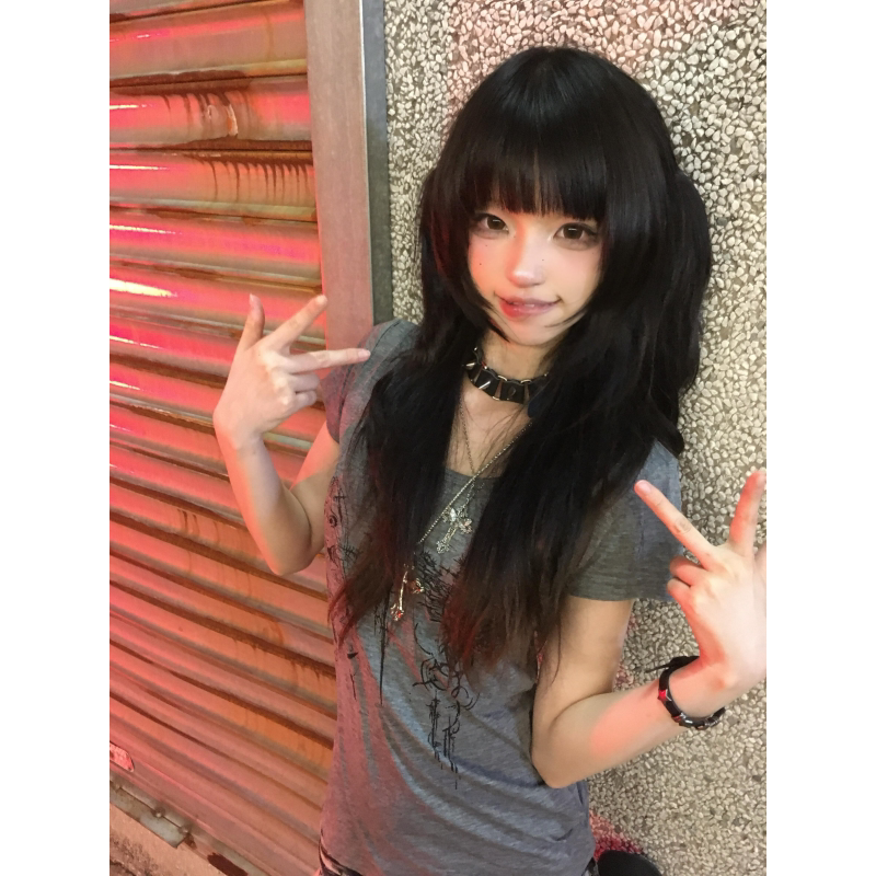 Y2KスケッチプリントタイトT