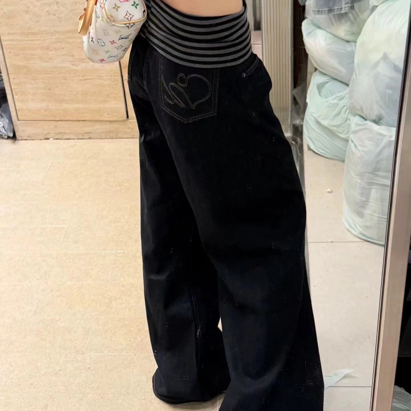 ストライプウエストワイドパンツ