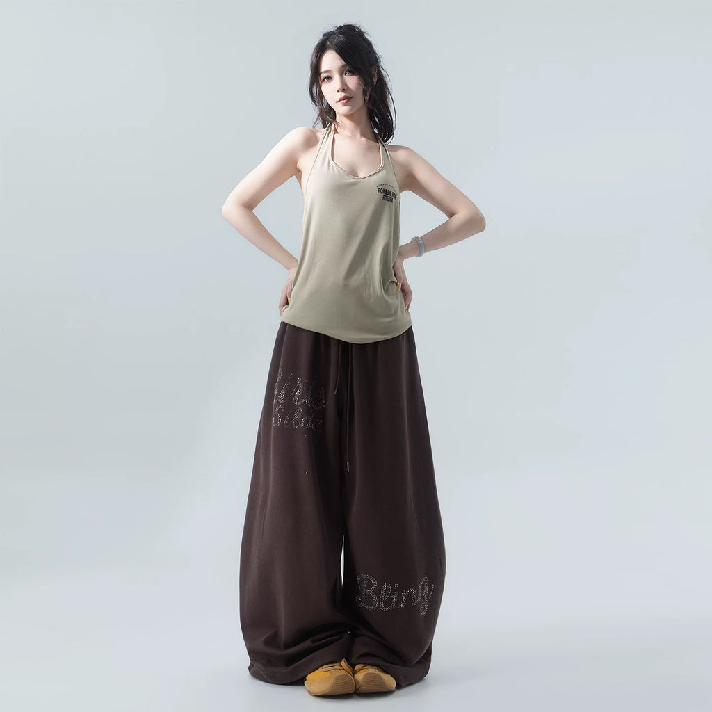 ラインストーンロゴスウェットパンツ