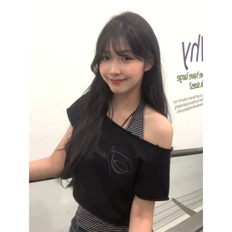 ストライプレイヤードデザインTシャツ