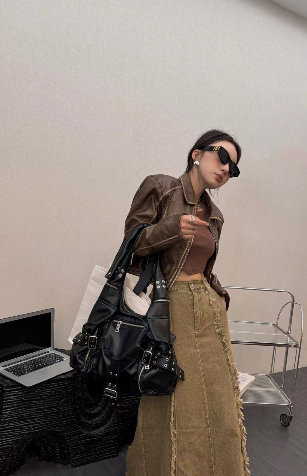 ジップライダースレザーバッグ