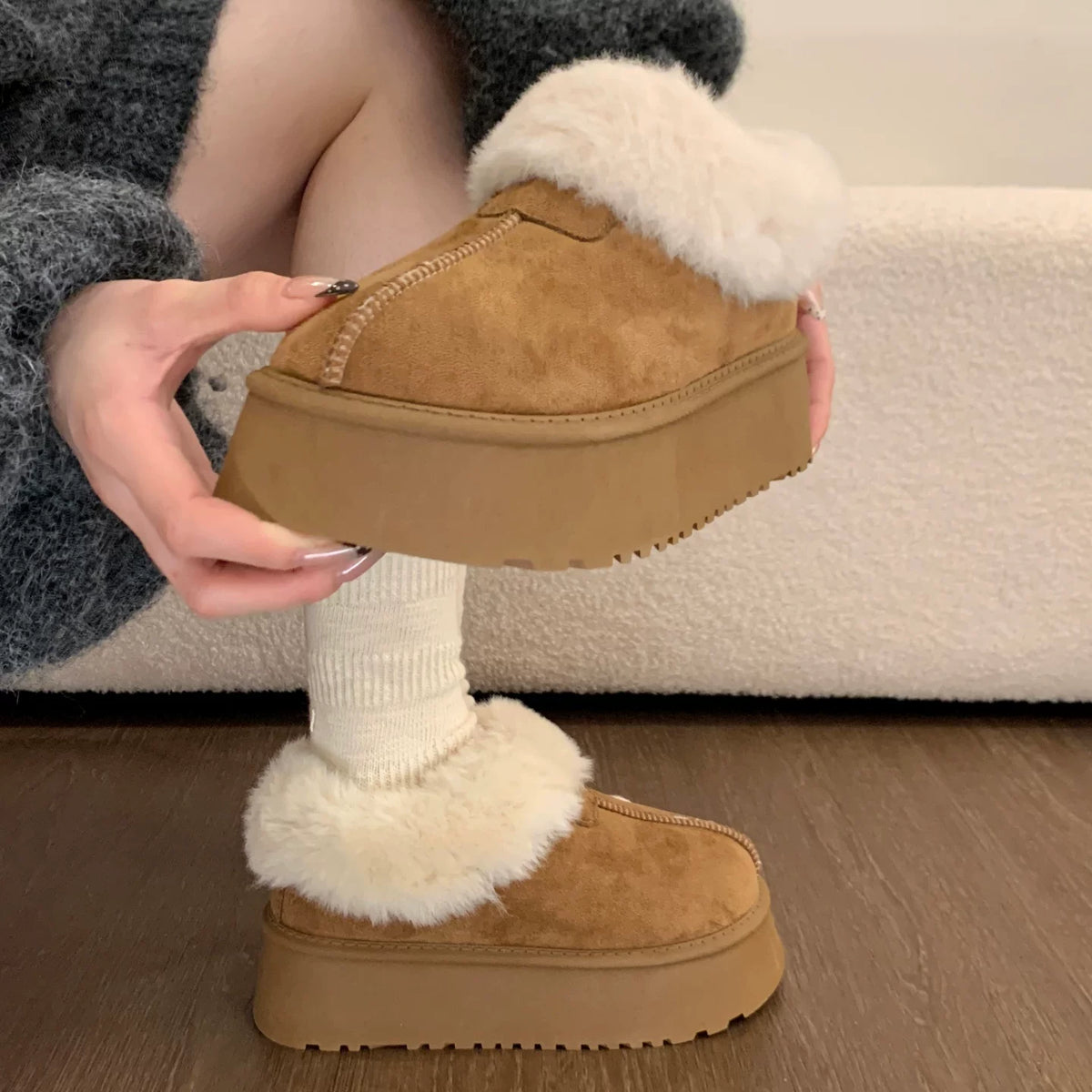 スノーファー ショートブーツ