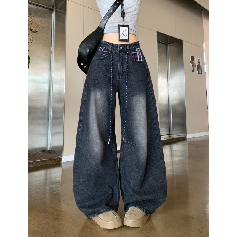 チェックストリートワイドデニム