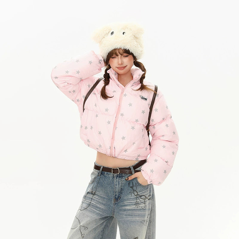 スタープリントスタンドカラーダウンジャケット