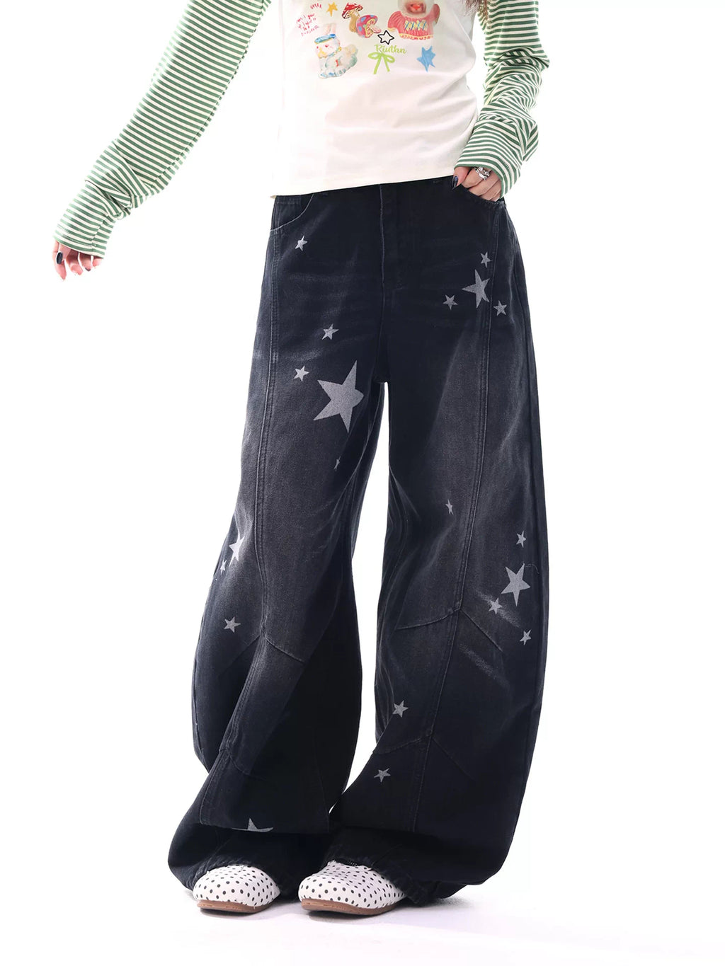 スターバギーデニムパンツ