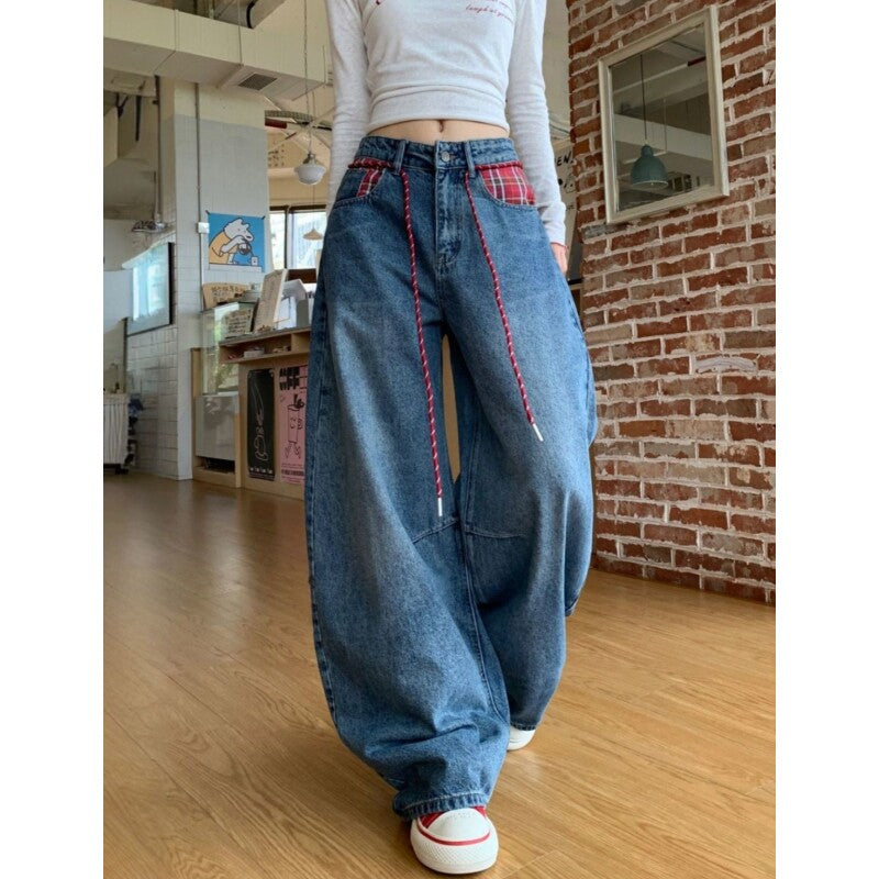 チェックストリートワイドデニム