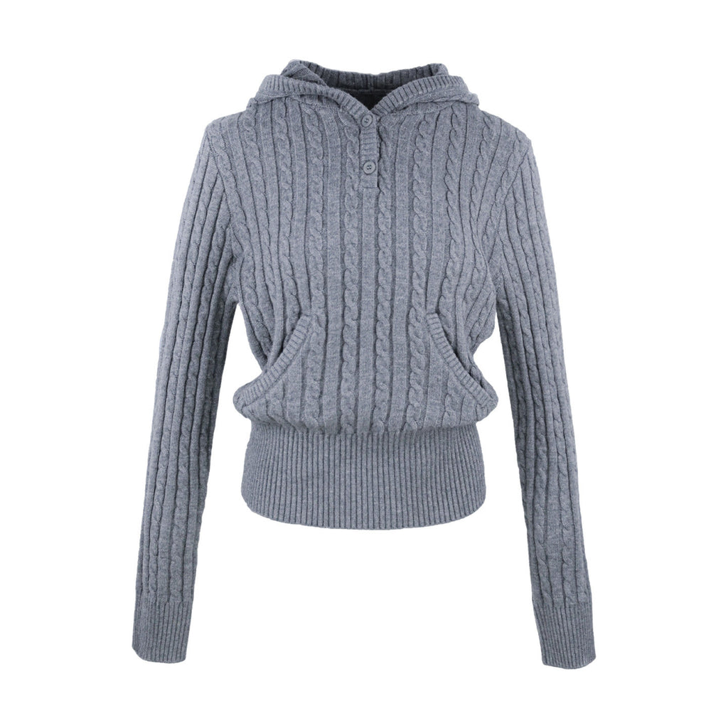 ケーブルニットパーカー