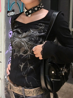 アシッドグラフィッククロップドロングTシャツ