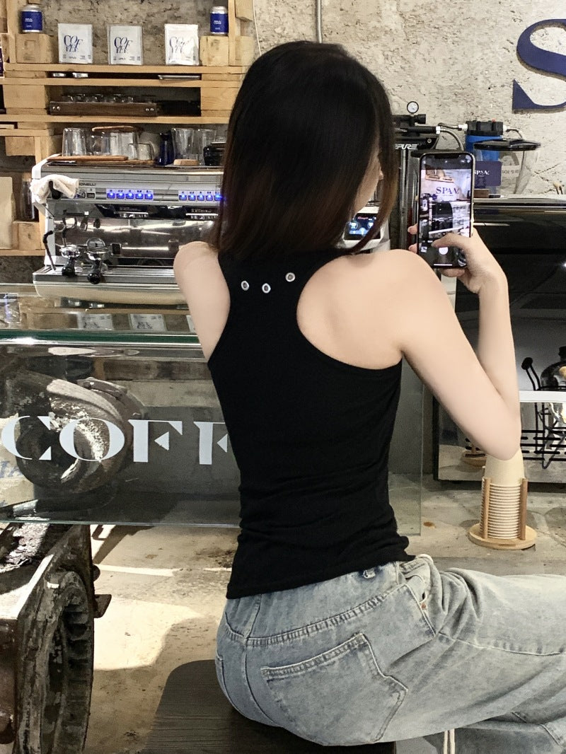 スタッズアクセントスリムタンクトップ