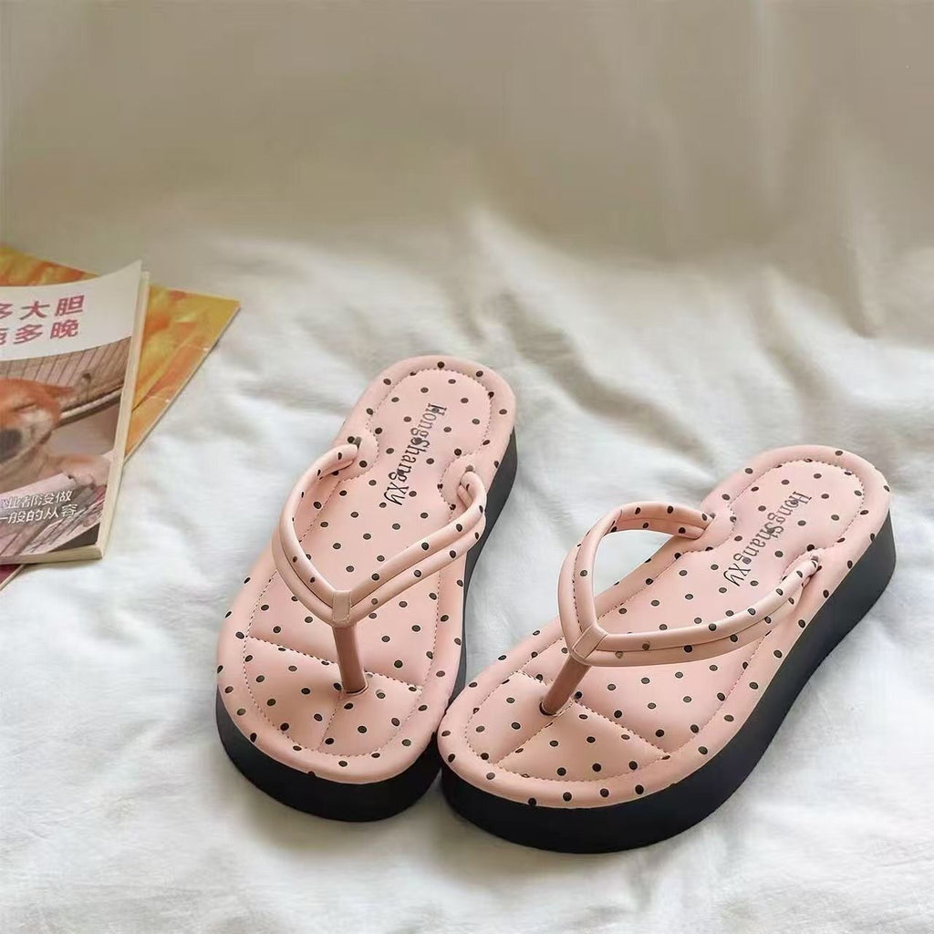 ガーリードットフラットサンダル