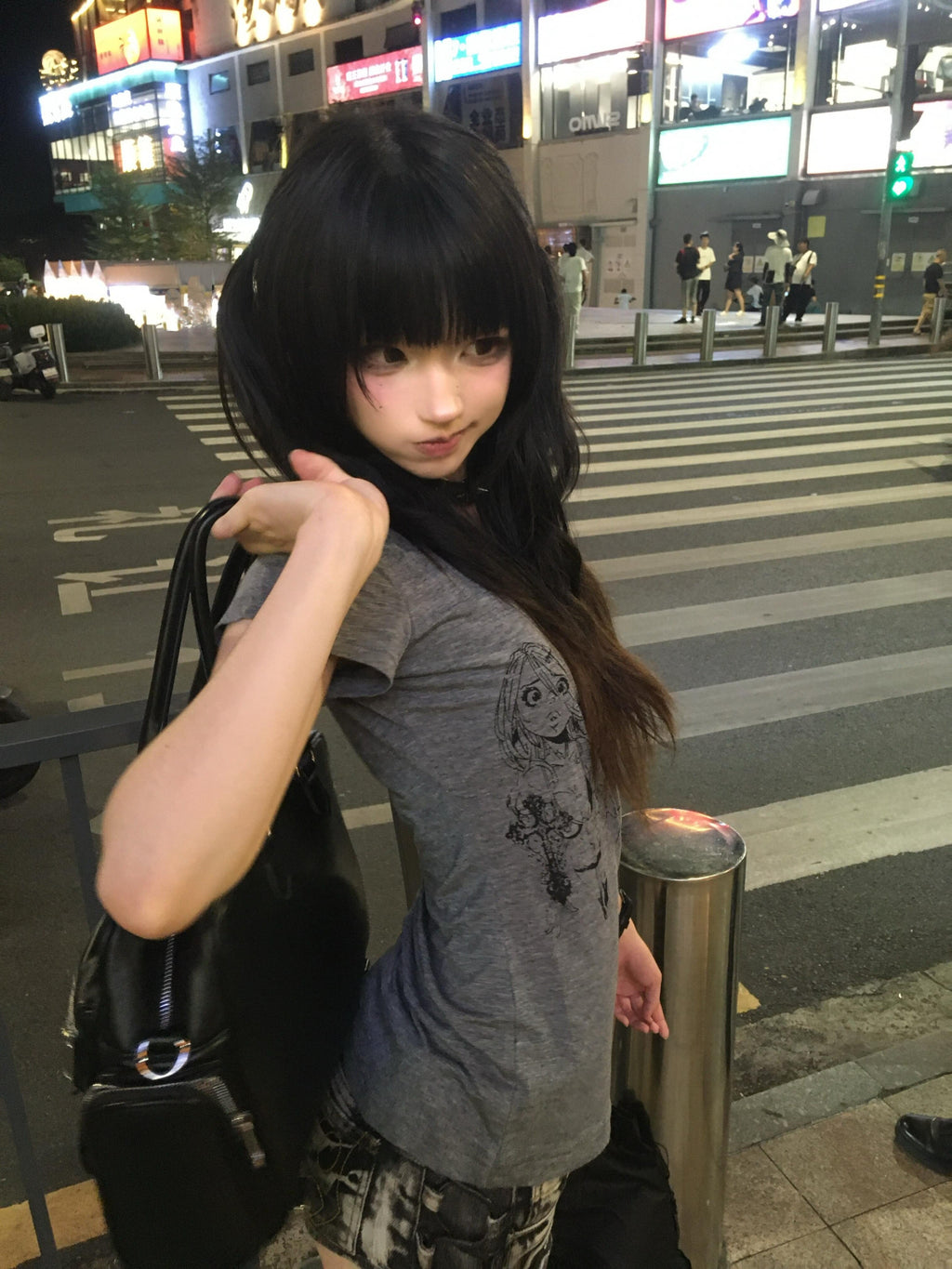 Y2KスケッチプリントタイトT