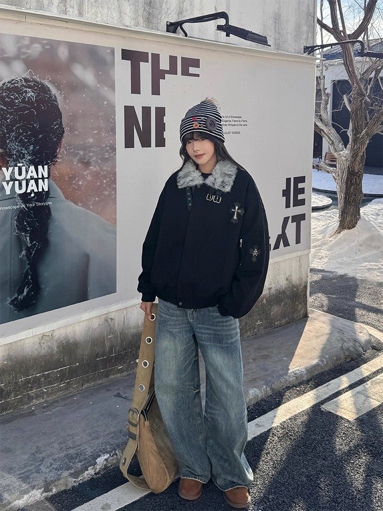 韓国ストリート クロスディテールボリュームアウター