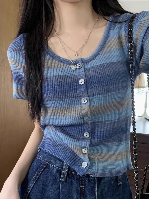 グラデーションボーダーサマーニット