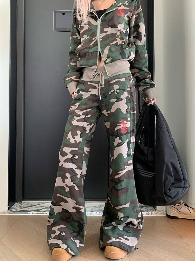 カモクロップドジップパーカー & スウェットパンツ KDS355