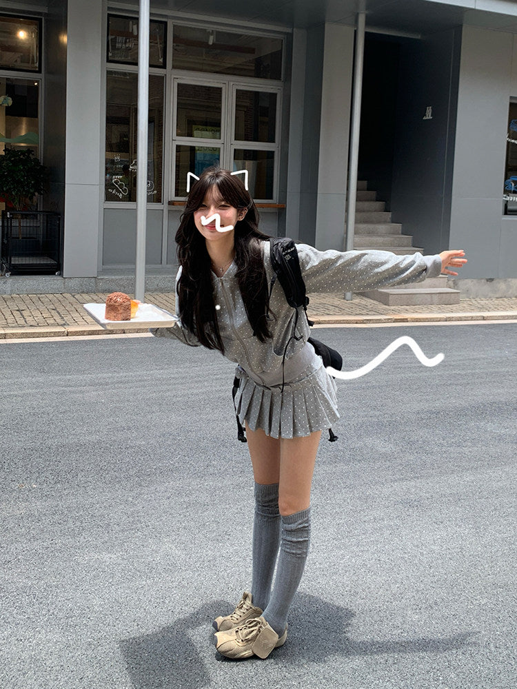 ドットプリーツミニスカート