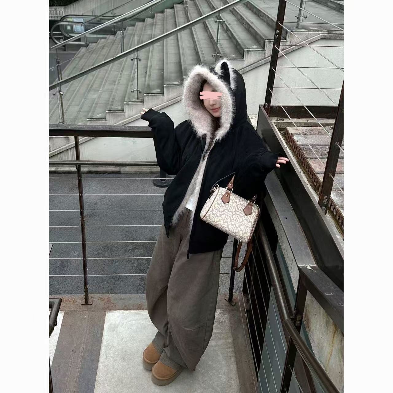 猫耳ファーフードジャケット