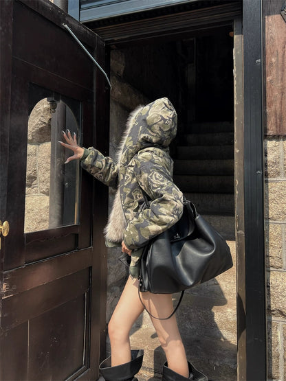 Camouflage Print Puff Sleeves Jacket – FITH ONLINE STORE