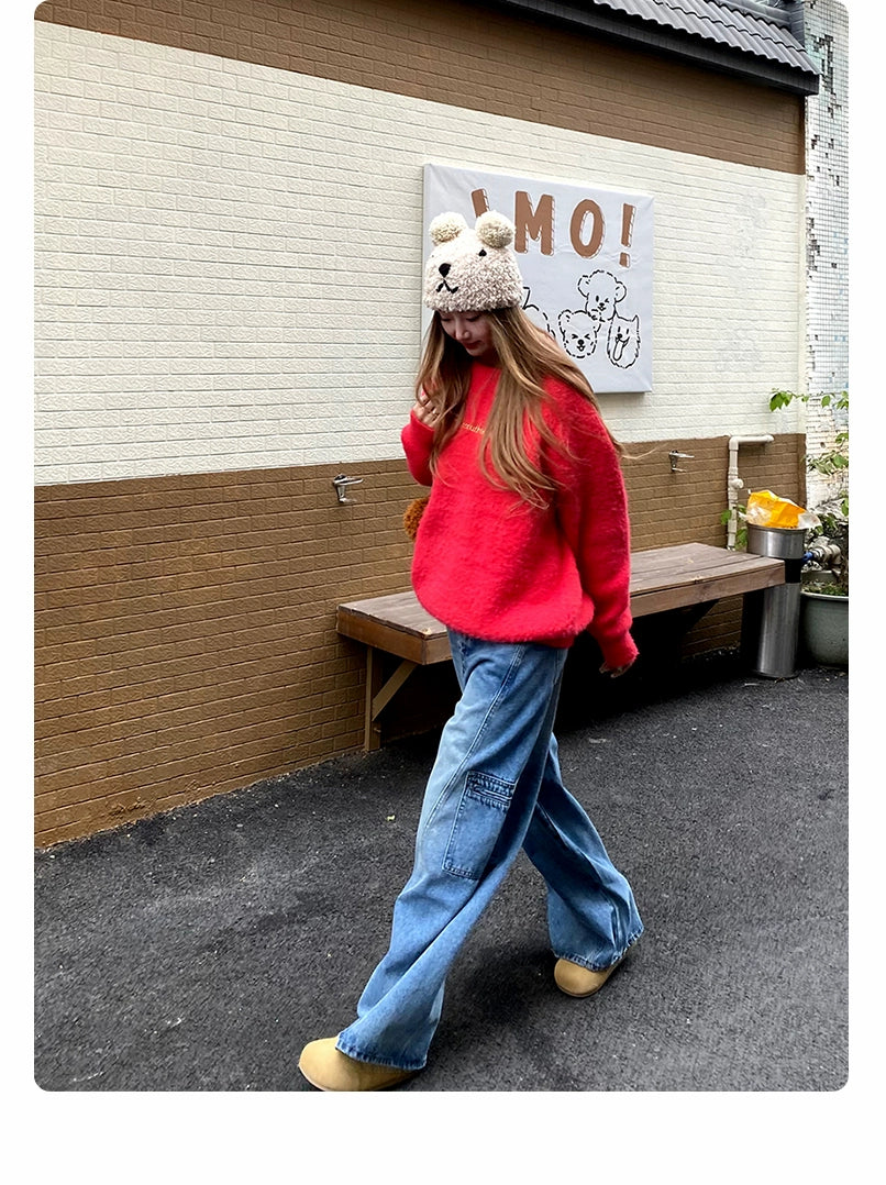 レトロウォッシュドワイドデニムパンツ – 100StarS レトロウォッシュドワイドデニムパンツ – 100StarS