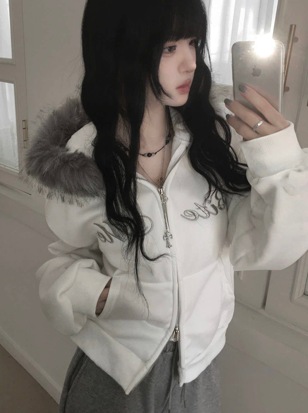 シルバーラインロゴ ファージップパーカー