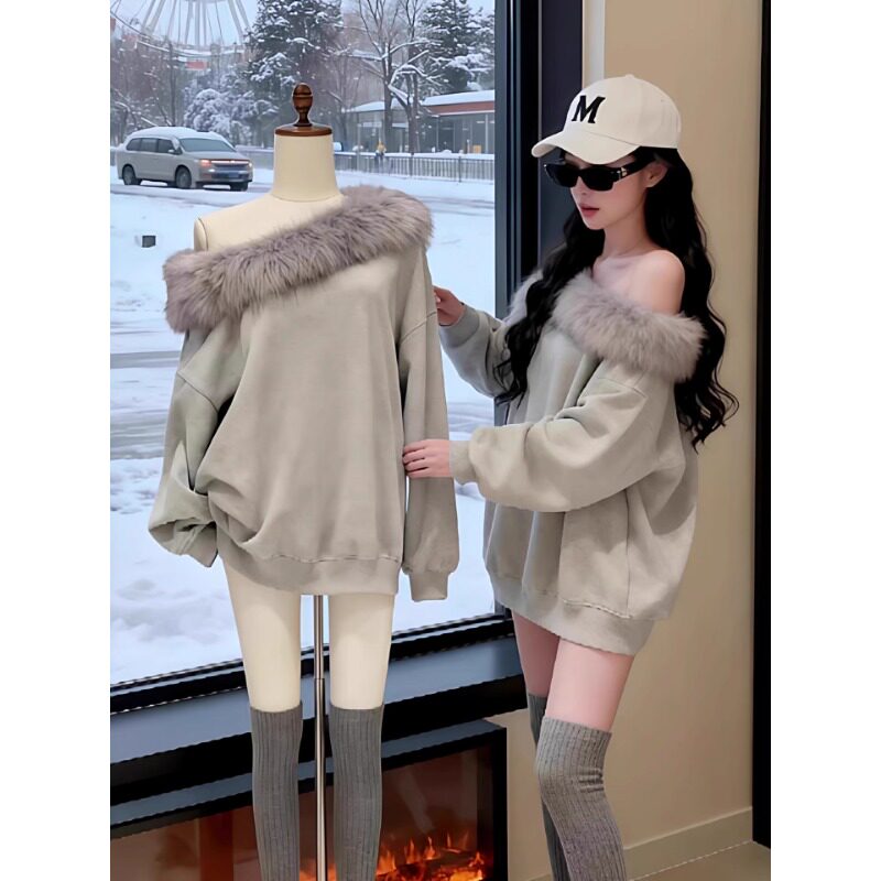 フェザーファー オフショルスウェット