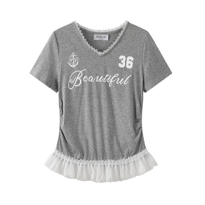レースフリルスポーティーTシャツ V120