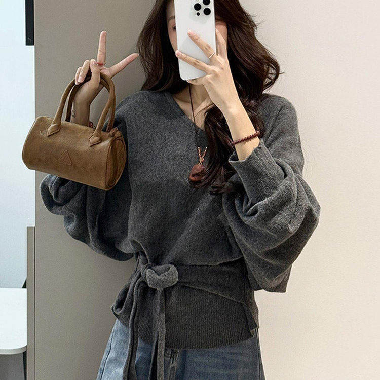 ウエストリボンルーズニット