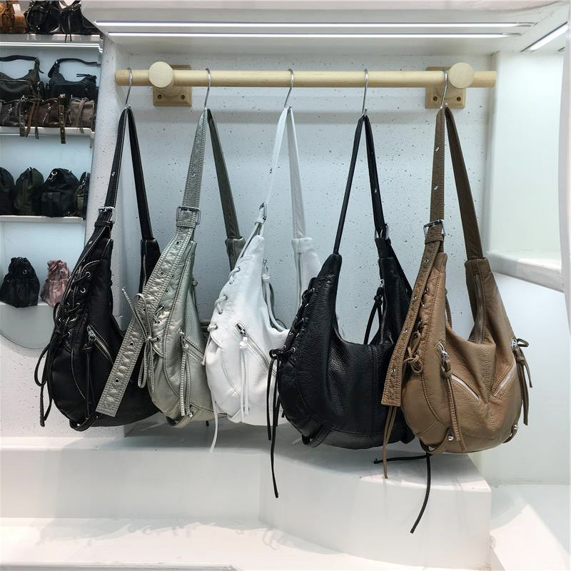 Y2Kジップ ショルダーバッグ