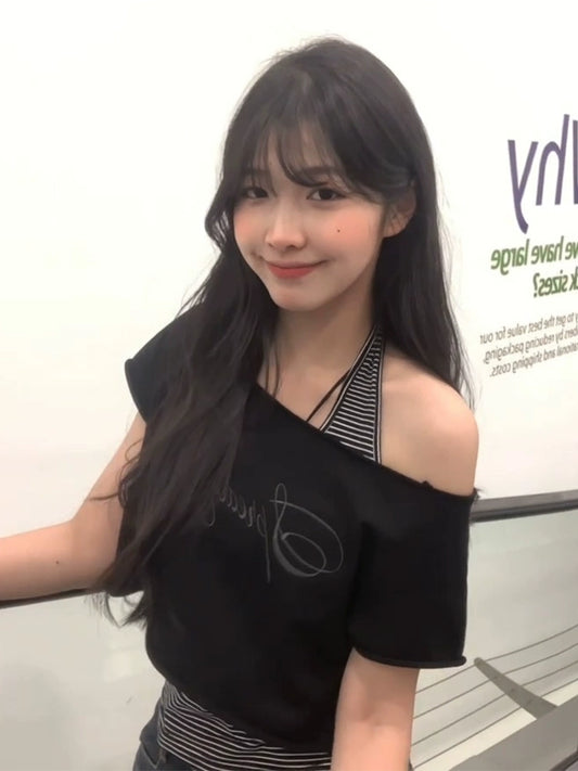 ストライプレイヤードデザインTシャツ