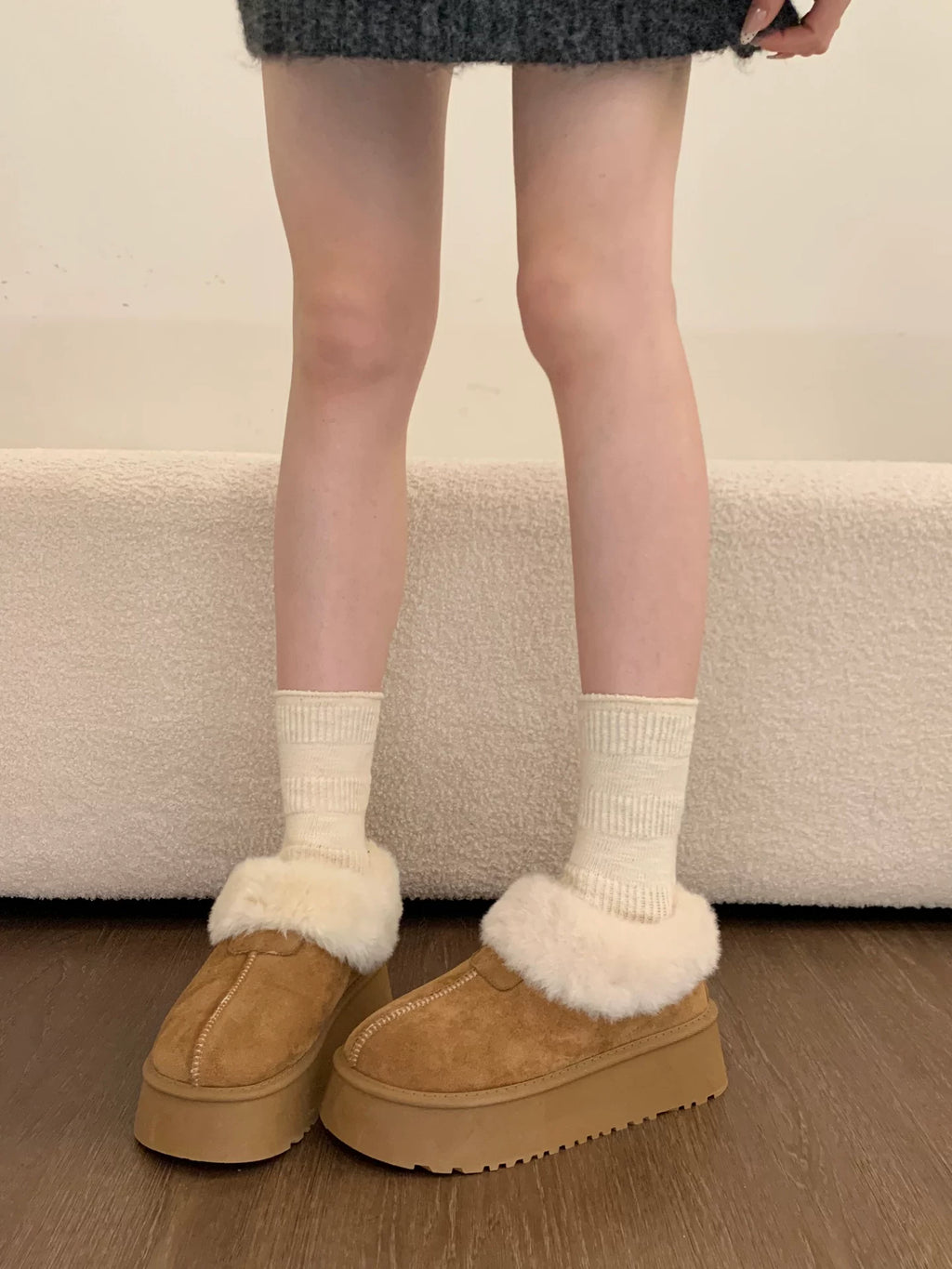 スノーファー ショートブーツ