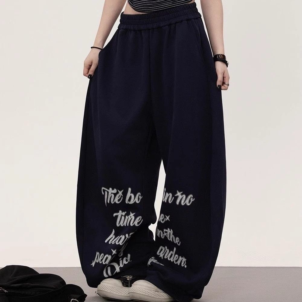 レタリングプリント ルーズワイドスウェットパンツ