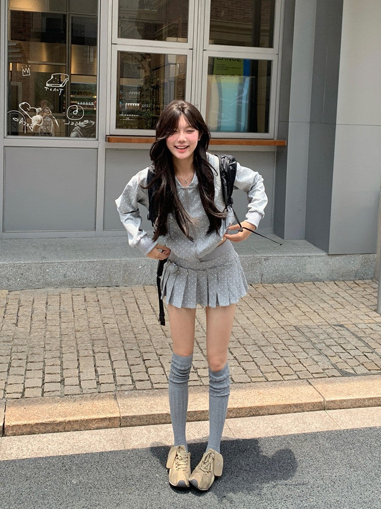 ドットプリーツミニスカート