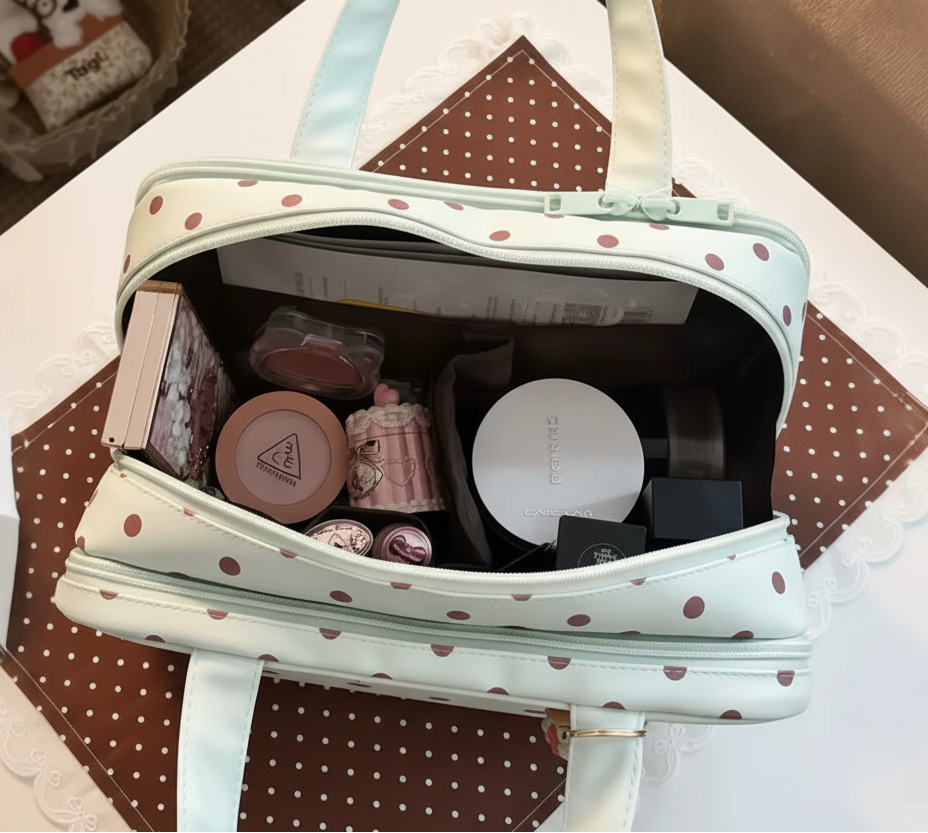 ミントドットトラベルコスメバッグ