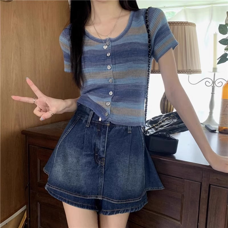 グラデーションボーダーサマーニット