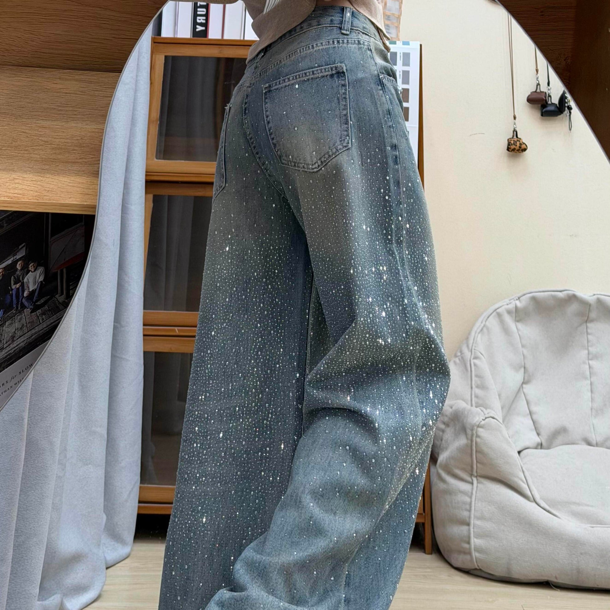 ラインストーンデニム