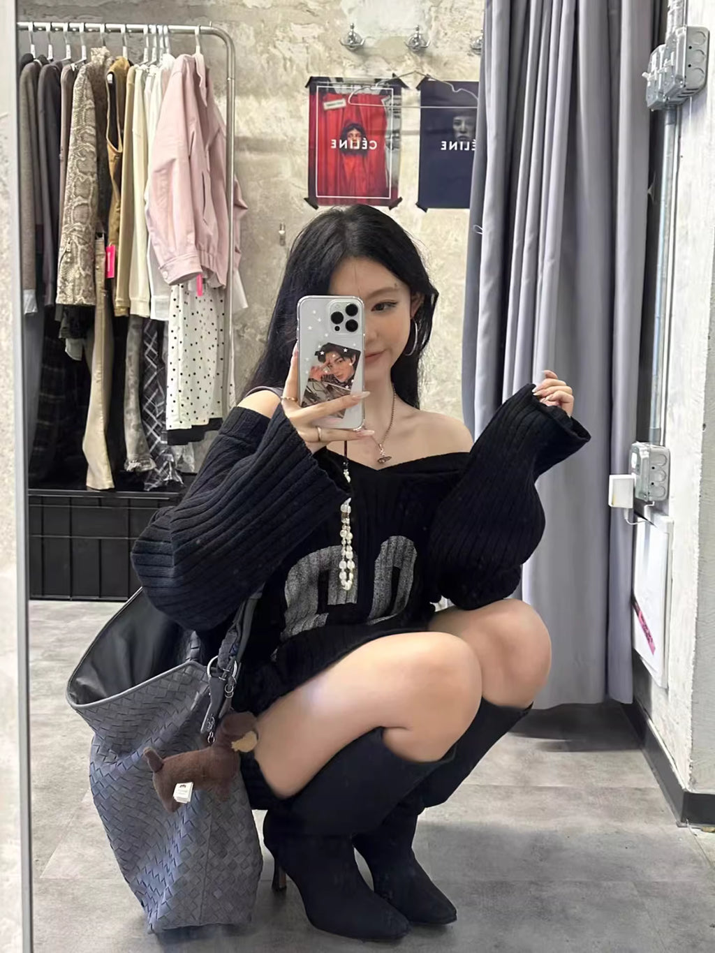 ビッグナンバーロゴ オフショルニット