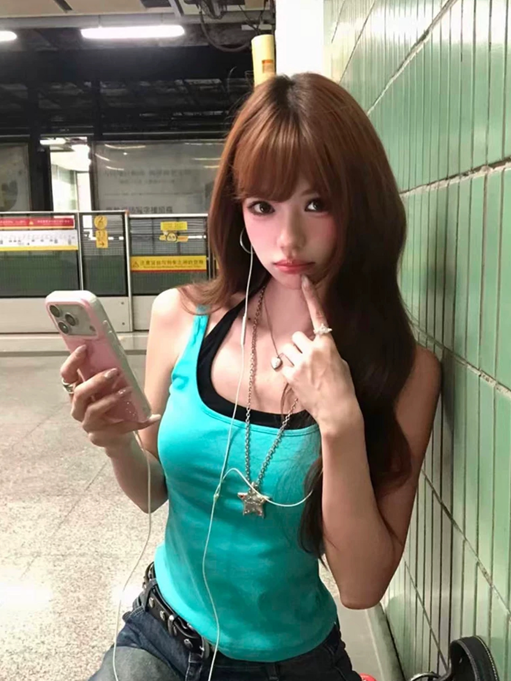 レイヤード風リブタンクトップ