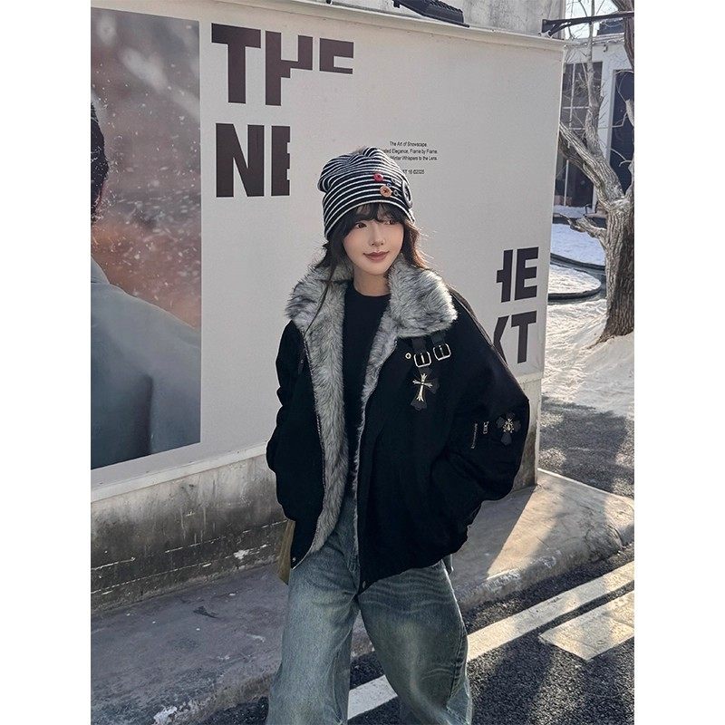 韓国ストリート クロスディテールボリュームアウター