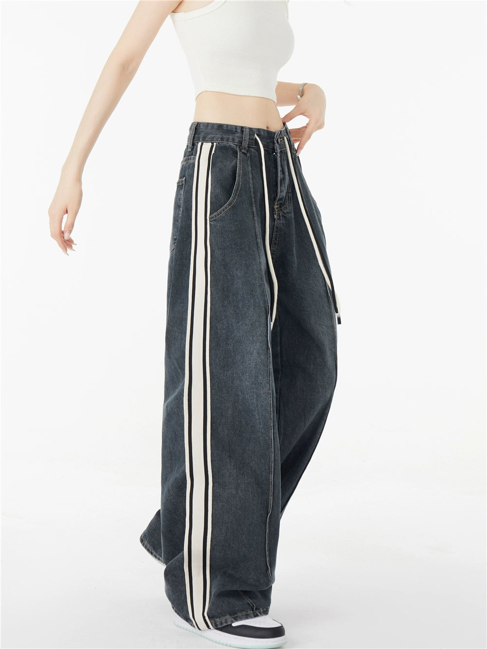 NOONOZ*日本未*スターデザイン/ウォッシュド ワイドレッグデニム オーバーダイ大黒 ワイドレッグ デニム ジョガー – EVISU