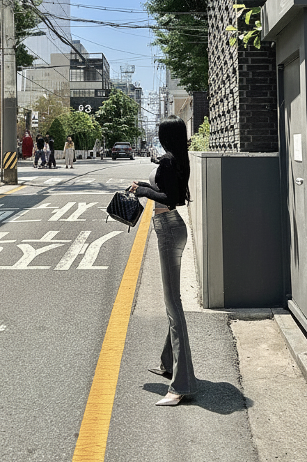 ヴィンテージグレー フレアデニム