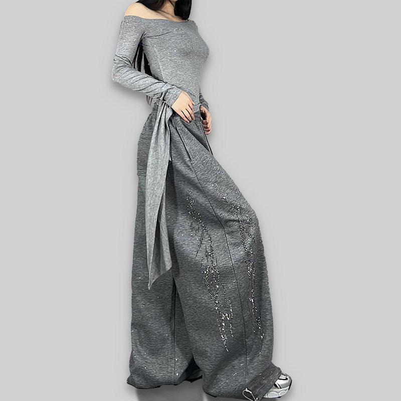 ラインストーンスウェットパンツ