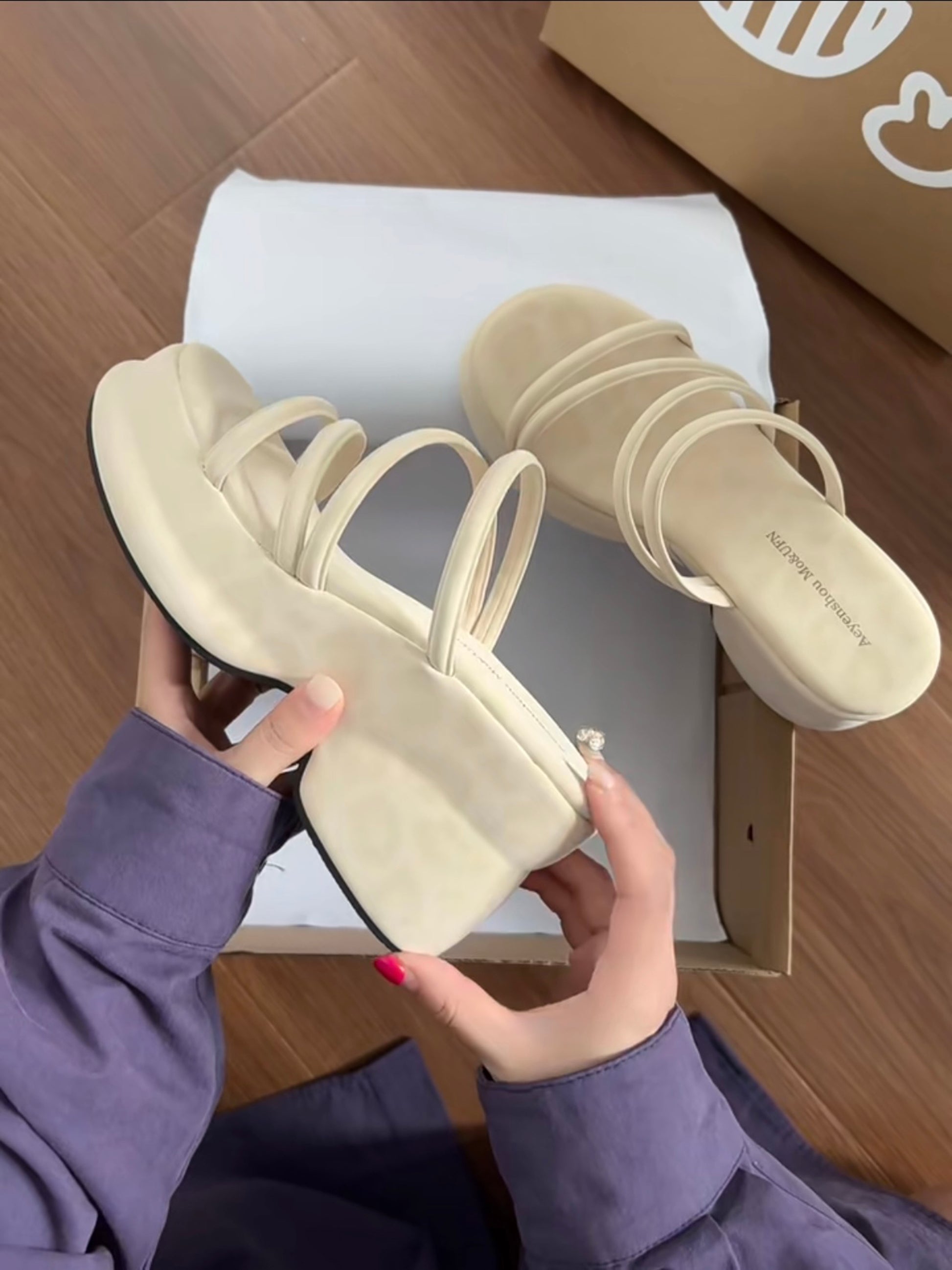 レオパードクロスストラップサンダル