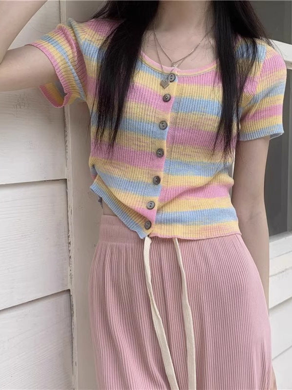 グラデーションボーダーサマーニット