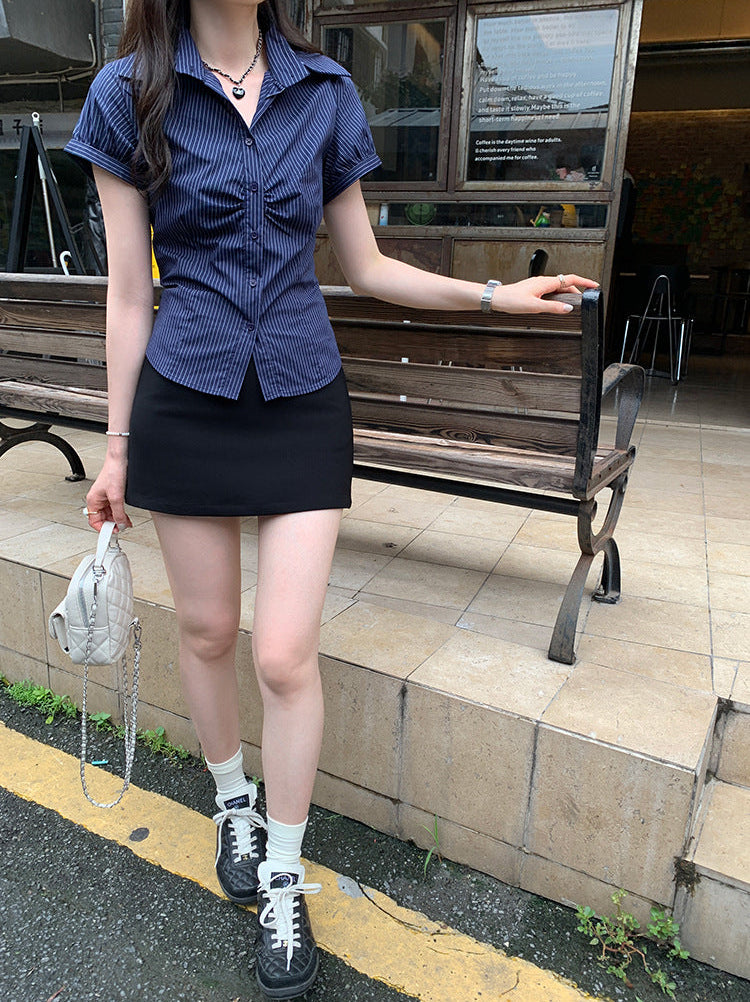 ストライプリブフィットシャツ