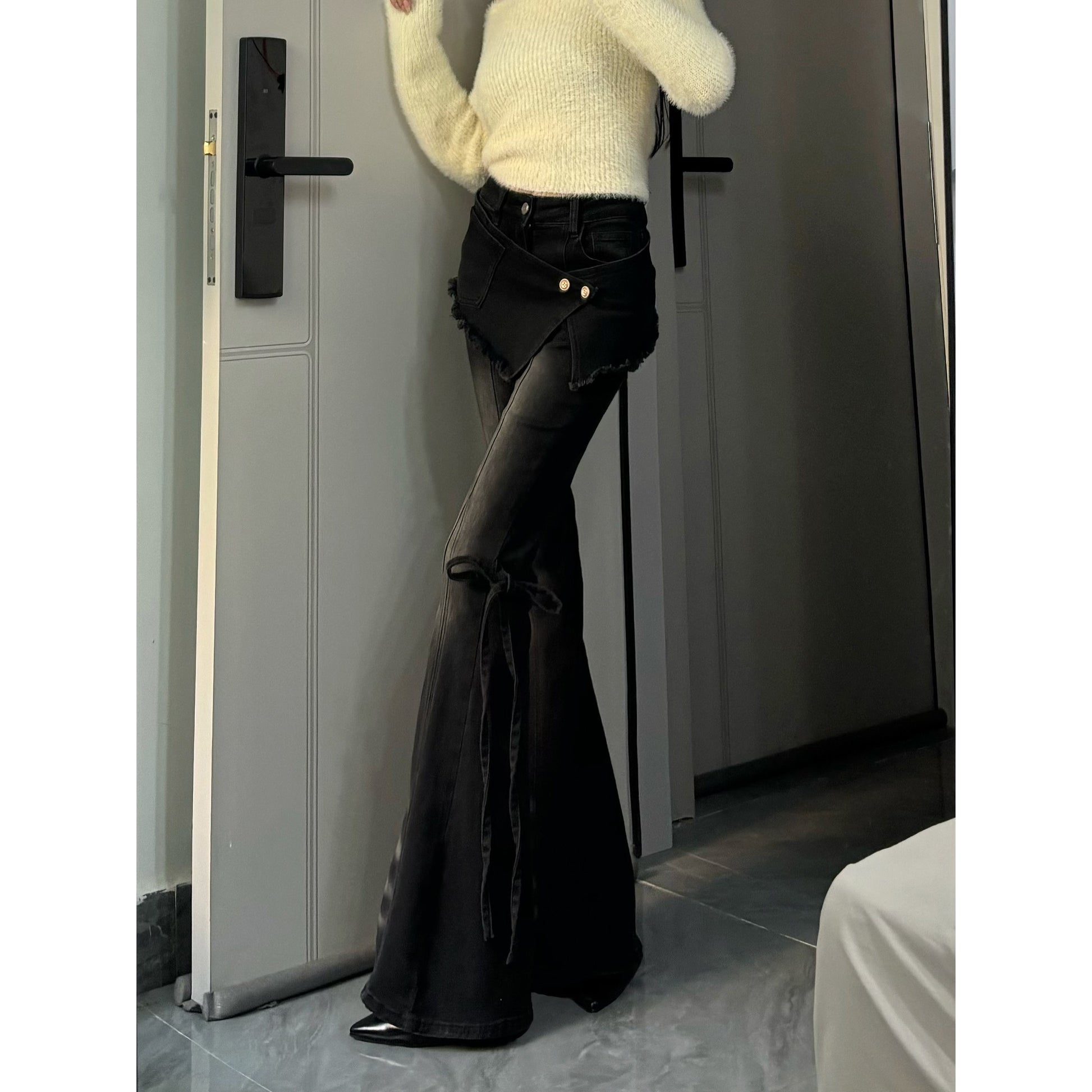 スカートレイヤー フレアデニム（取り外し可）